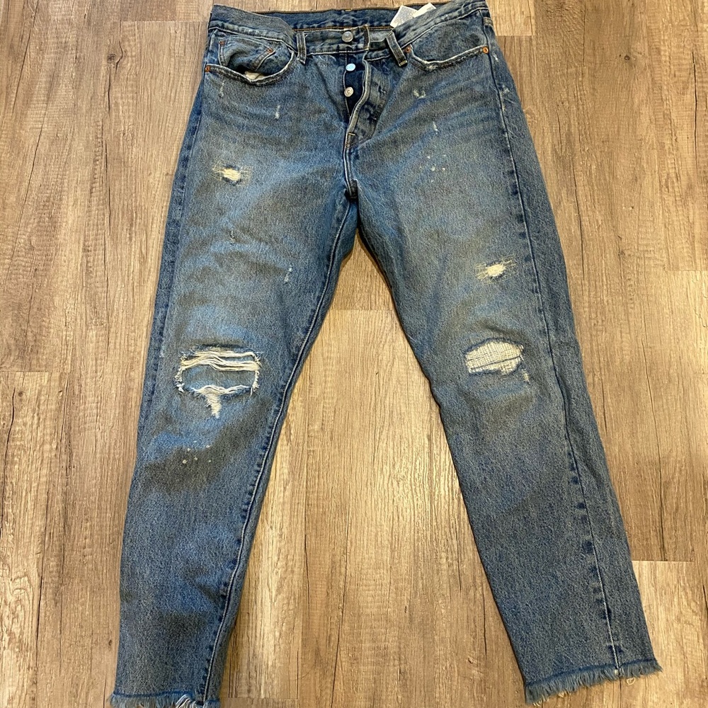 Vintage high waist button fly distressed Levi’s